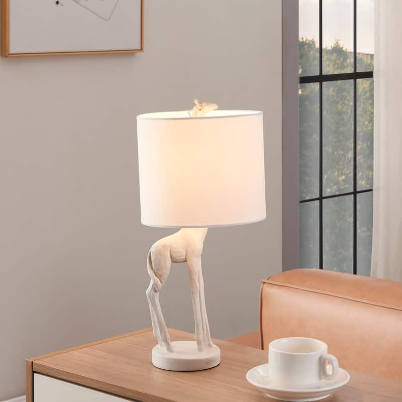 Giraffe 16.54" Gold Table Lamp - 7.87" W x 7.87" D x 16.54" H - White