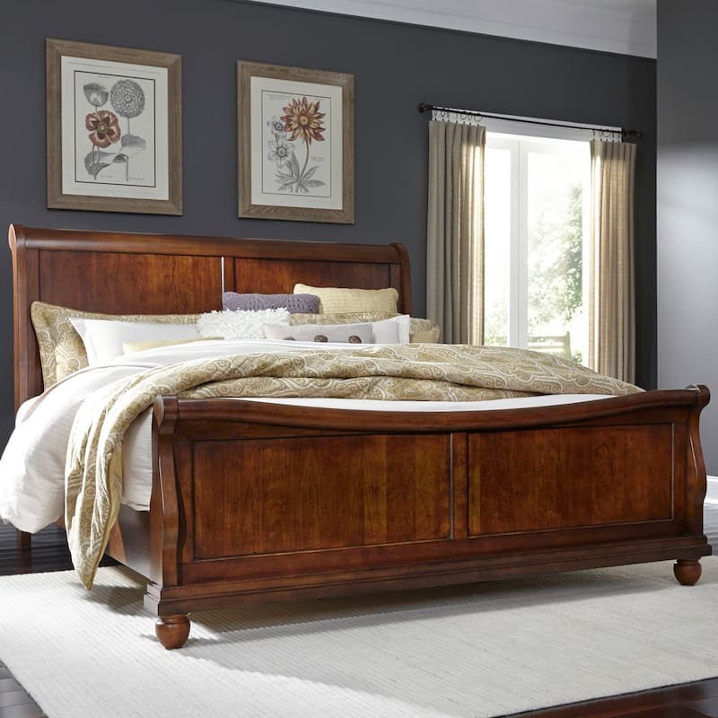 Rustic Traditions Sleigh Bed in Rustic Cherry - Queen