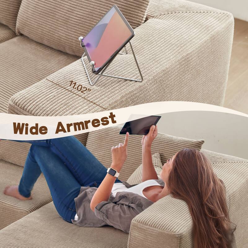 OVIOS Pit Stripes No Assembly Required Chaise Sofa