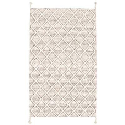 ECARPETGALLERY Hand-knotted Tangier Cream, Grey Wool Rug - 4'11 x 8'2