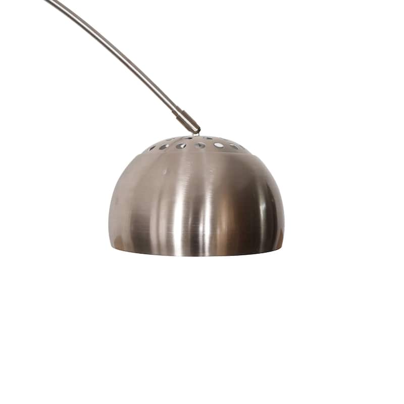 Floor Lamp with Black Marble Base and Metal Lamp Shade Arco Collection - 76"