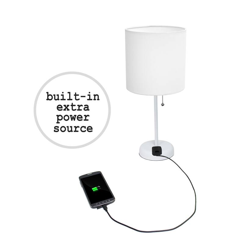 Simple Designs 19.5" 2 Pack Table Desk Lamp Set with Charging Outlet - 19.50