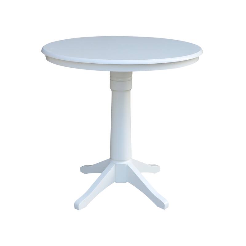 International Concepts Solid Wood 36" Round Pedestal Dining Table - Counter Height - White