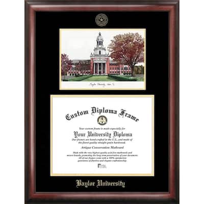 Baylor University 14w x 11h Gold Embossed Diploma Frame with Campus Images Lithograph