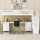 preview thumbnail 1 of 10, Wood Twin Loft Bed with Desk & Drawers, Staircase & Guardrails, White White