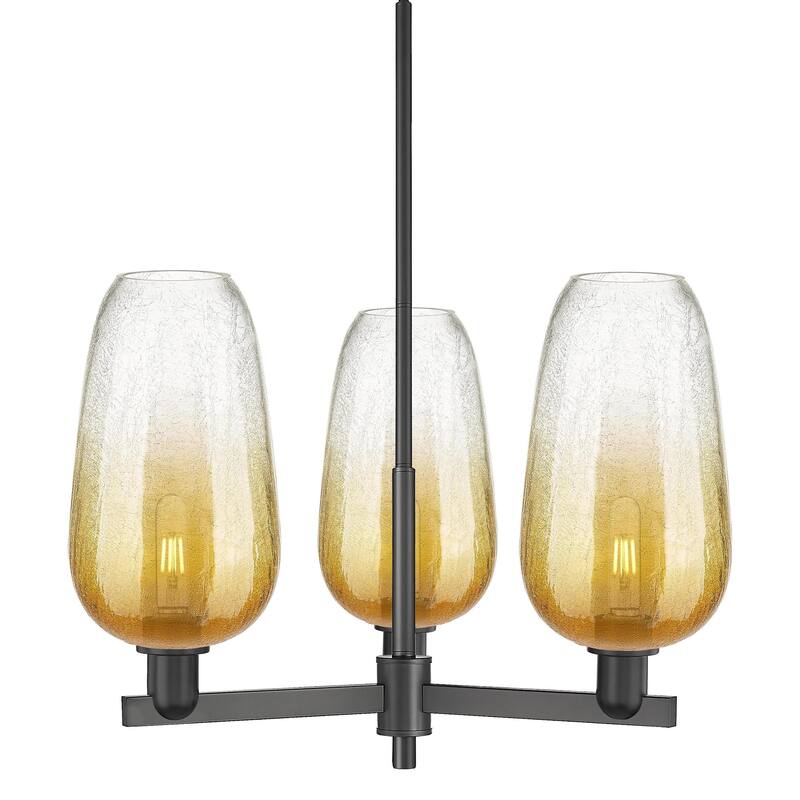Innovations Lighting 716-3CR-17-18 Brookhaven Flute Chandelier - Matte Black / Amber