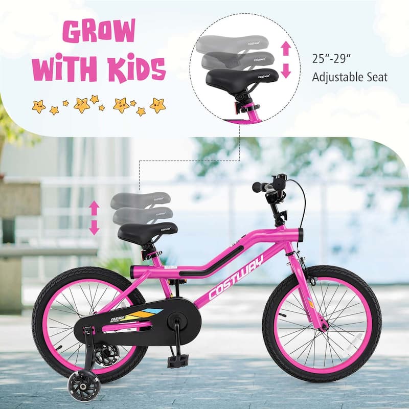 Costway 18" LED Lighted Kids Bike with Adjustable Seat Coaster Brake - See Details