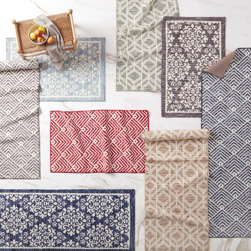TOWN & COUNTRY EVERYDAY Walker Modern Diamond Everwash Washable Multi-Use Non-Slip Backing Decorative Rug