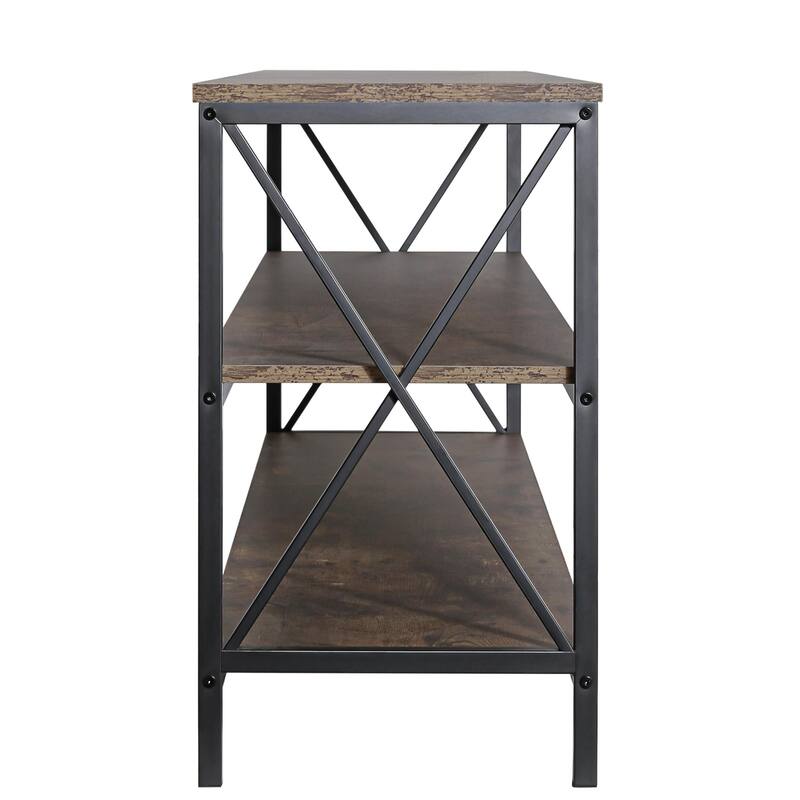 Industrial 57.8-Inch Wide Wood TV Stand Media Console