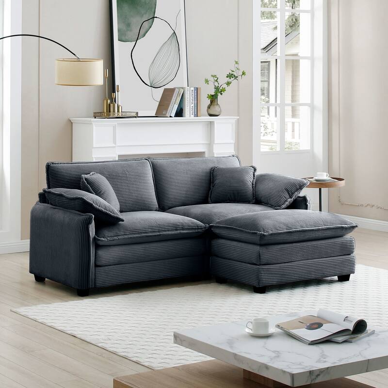 Corduroy Modular Flexible Combinations Sofa Set with Ottoman