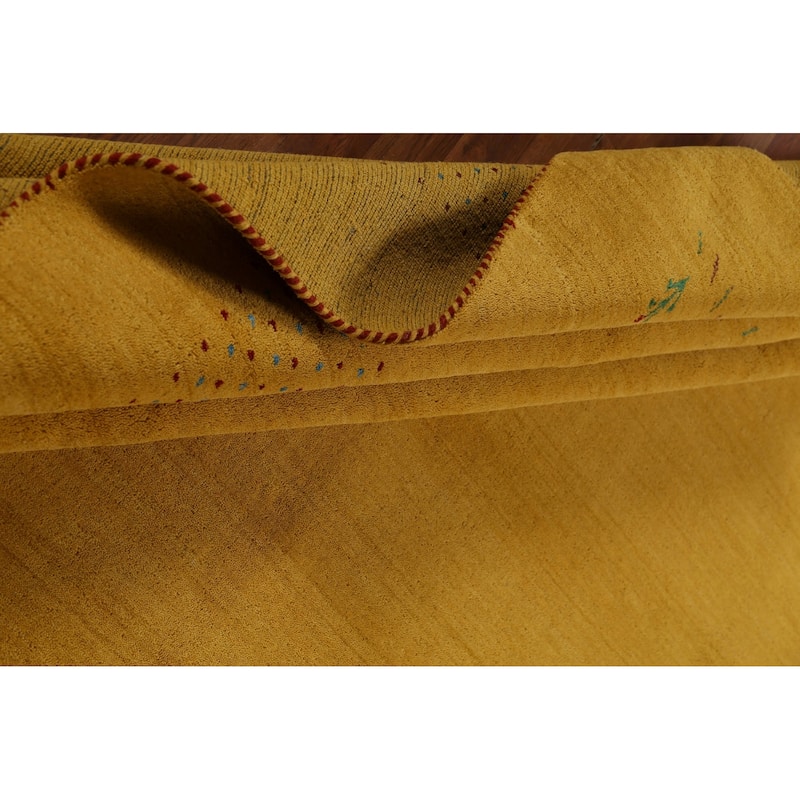 Tribal Yellow Gabbeh Indian Rug Hand-Knotted Oriental Wool Carpet - 8'4"x 10'0"