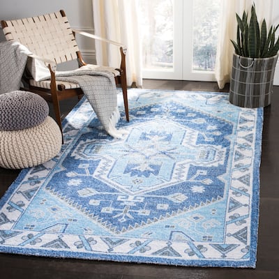 SAFAVIEH Handmade Saffron Marcela Modern & Contemporary Tribal Blue/Ivory Cotton