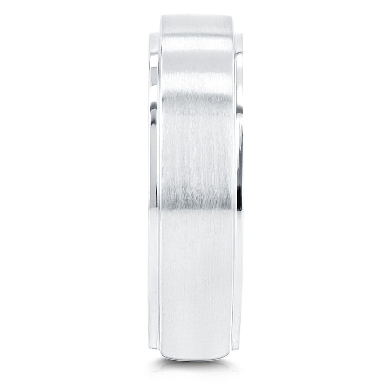 1/8 ct TDW Mens Brushed Diamond Wedding Ring White Gold