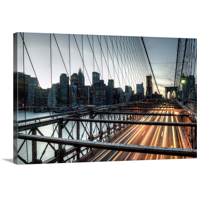 Shop Sunset Manhattan Over Brooklyn Bridge Canvas Wall Art