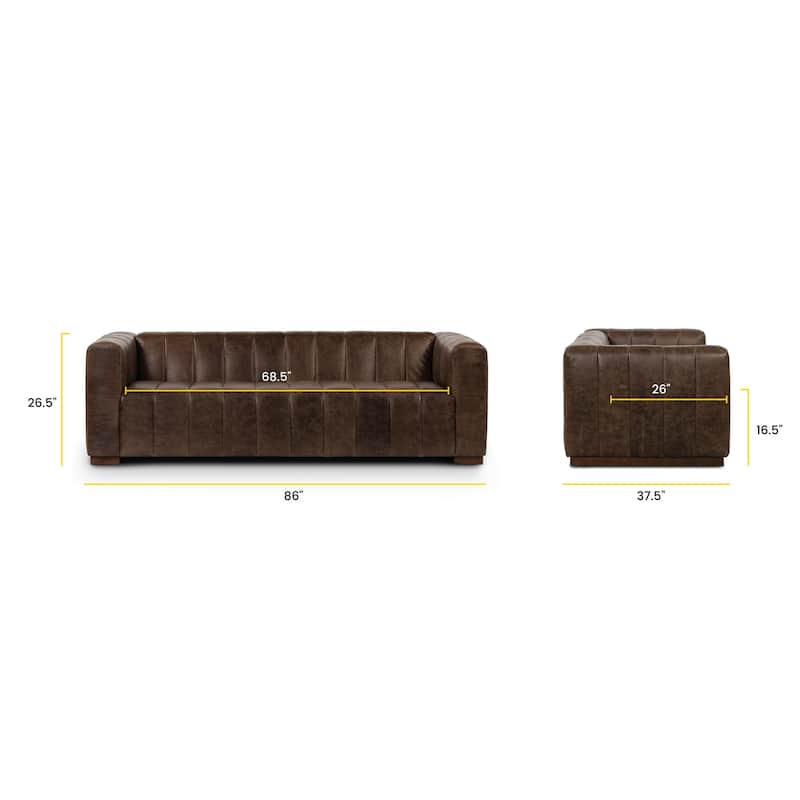Poly & Bark Canale Sofa - Full Grain Genuine Italian Leather