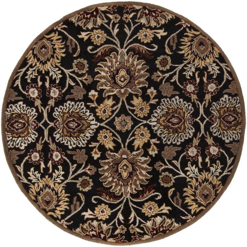 Livabliss Caesar Updated Traditional Paisley Hand Tufted Area Rug. - Black - 4' x 4' Round
