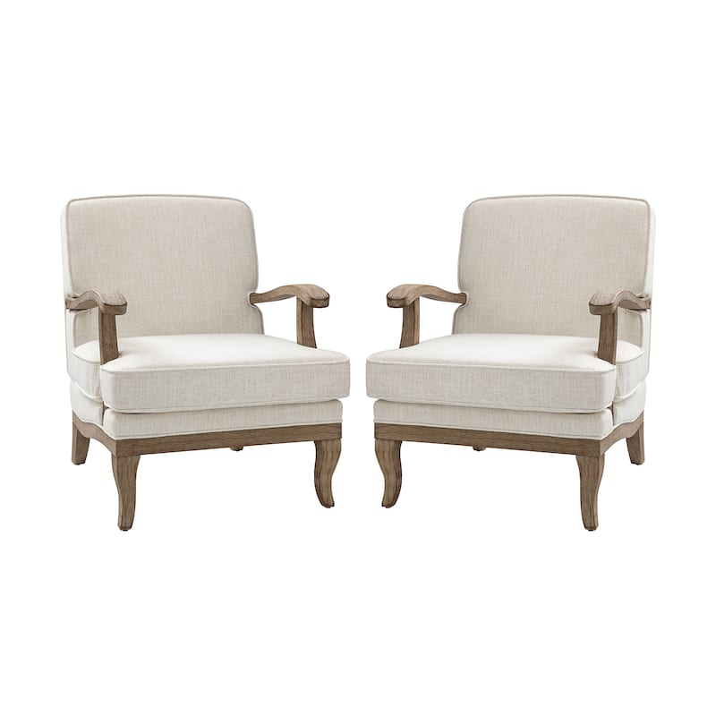 Rinaldo Farmhouse Polyester Armchair with Comfortable Backrest and Cushion Set of 2 by HULALA HOME