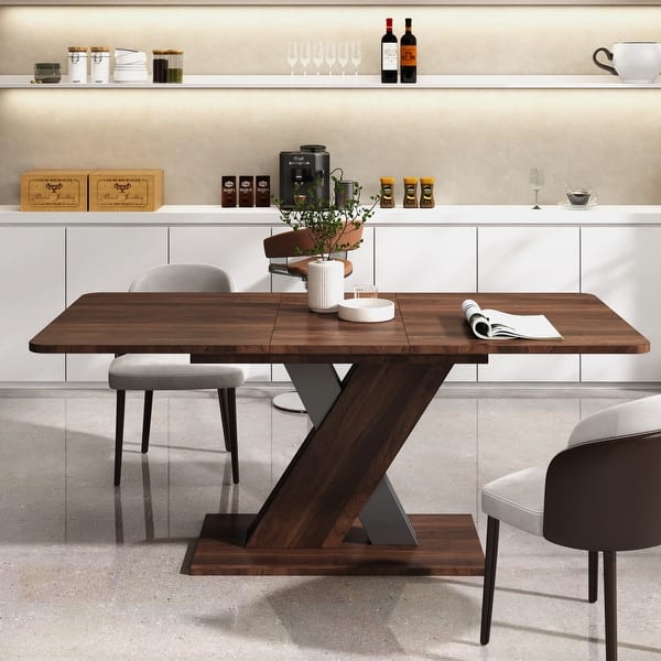 slide 2 of 16, GDFStudio - Reynard Modern Multifunctional Extendable Console Dining Table with X-Base Design - 70.87"L Walnut