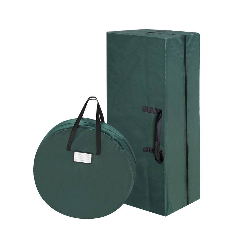 Combo Christmas Tree Storage Bag & 30 In Wreath Bag Tiny Tim Totes - Green - Canvas - Assembled