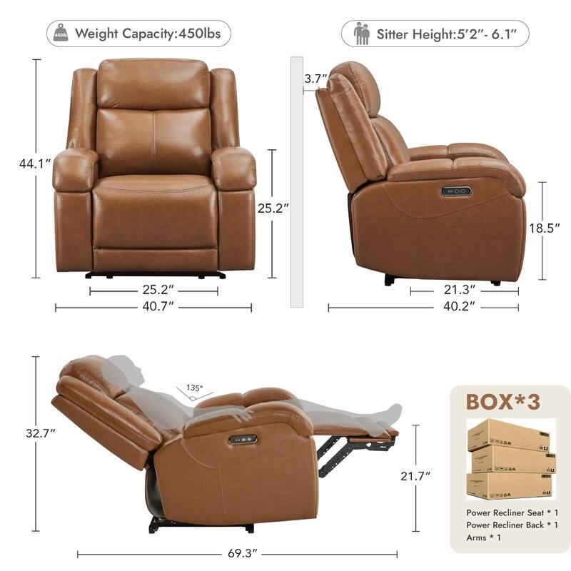 Hadlee Power Recliner Chairs with Power Headrest & Charging Ports