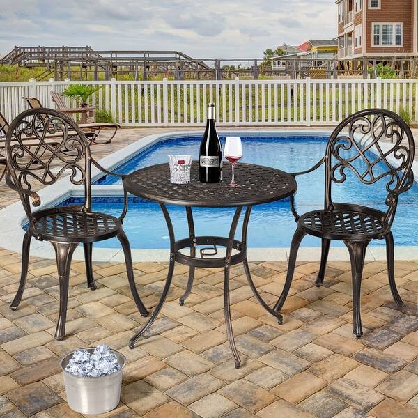 Shop Costway 3pcs Outdoor Set Cast Aluminum Patio Bistro Attached