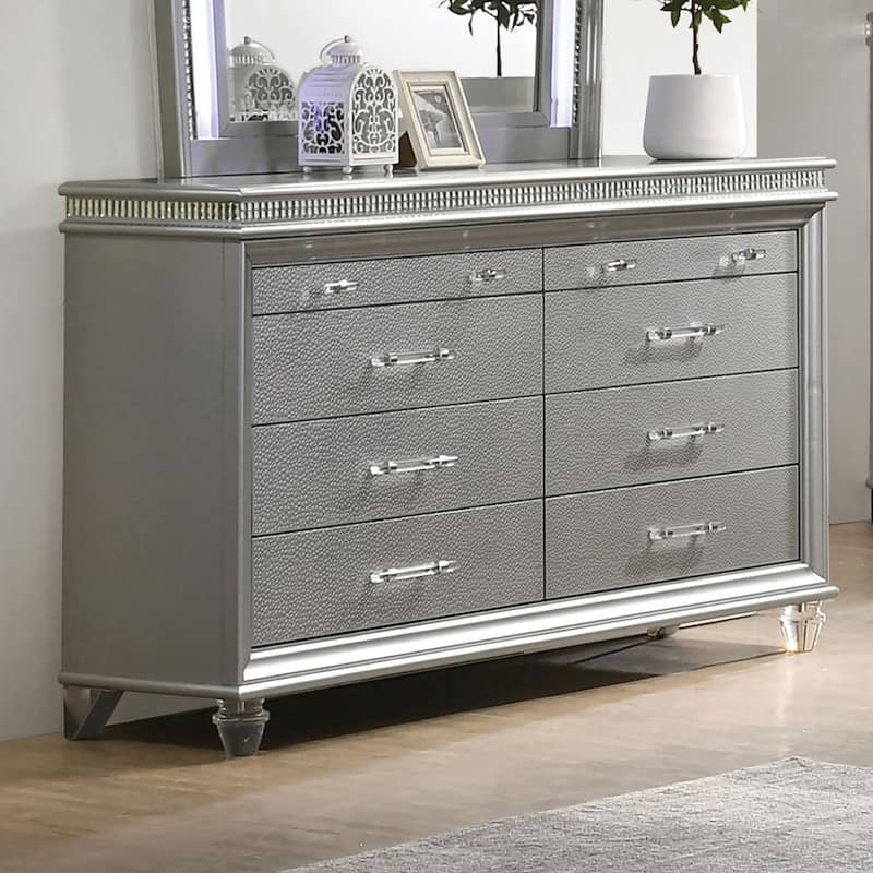 Xian Glam 2-piece 8-Drawer Dresser and Mirror Set by Furniture of America
