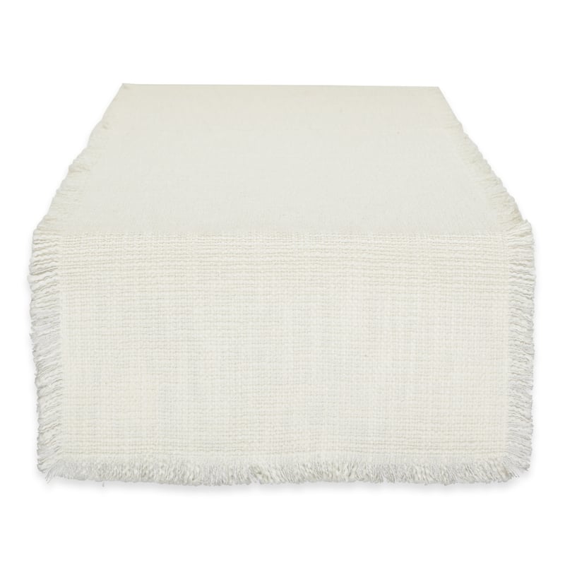 Solid Basket Fringe Table Runner - 72" - Beige