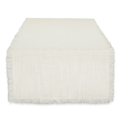 Solid Basket Fringe Table Runner - 72" - Beige