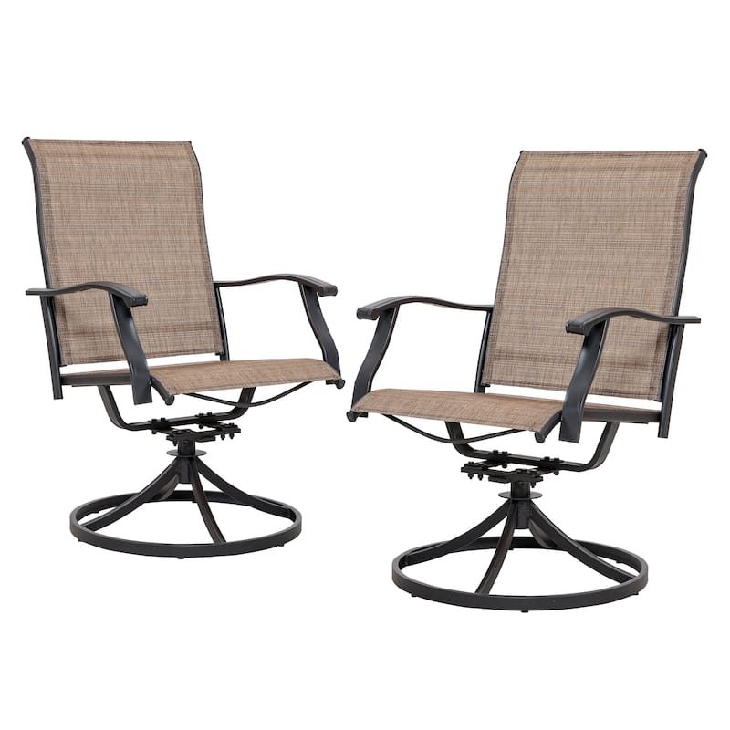 Outdoor 2-Piece Patio Swivel Chair Set, Textilene Fabric, Iron Frame