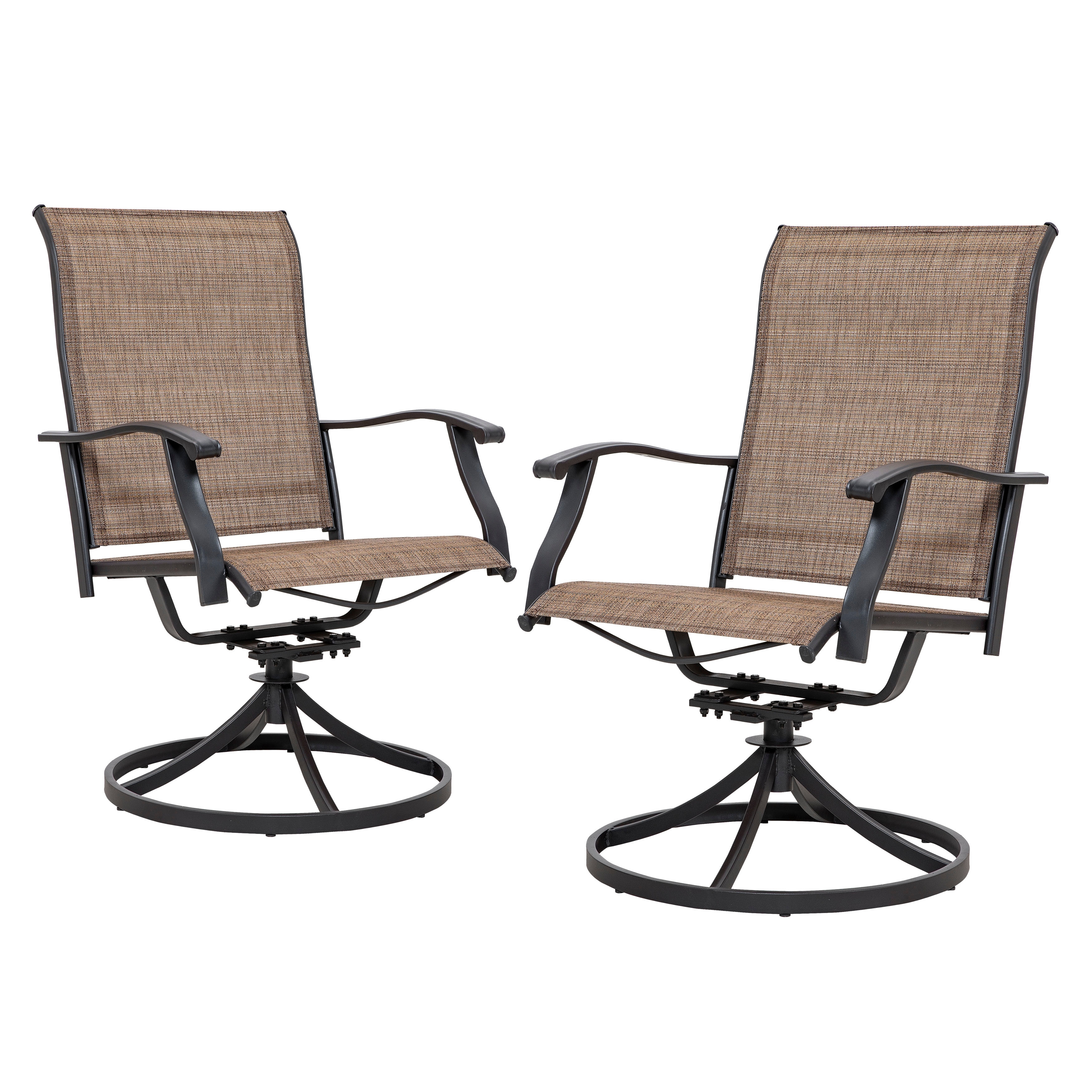 Outdoor 2-Piece Patio Swivel Chair Set, Textilene Fabric