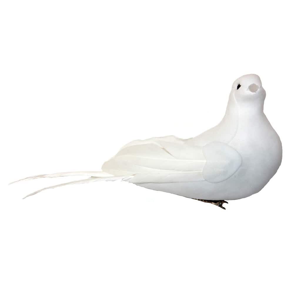 5" Artificial Christmas White Dove with Metal Clip, Set of 6 - 5