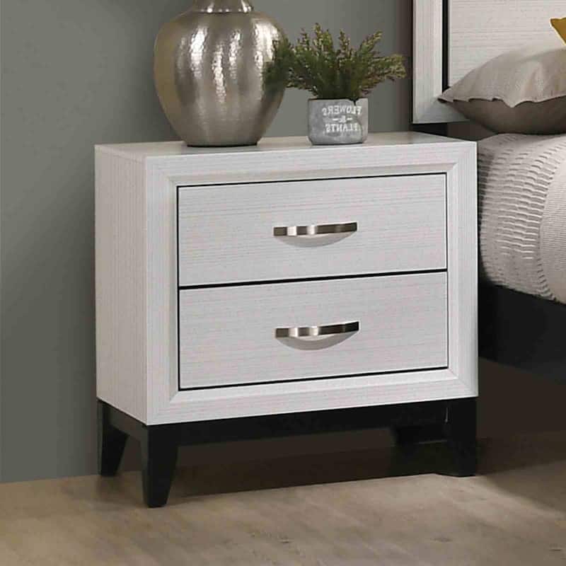 Modern White Finish Two-Tone Bedroom Furniture Set with Panel Bed