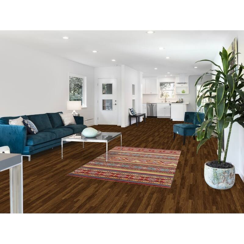 Striped Kazak Oriental Accent Rug Handmade Wool Carpet - 4'2" x 6'0"