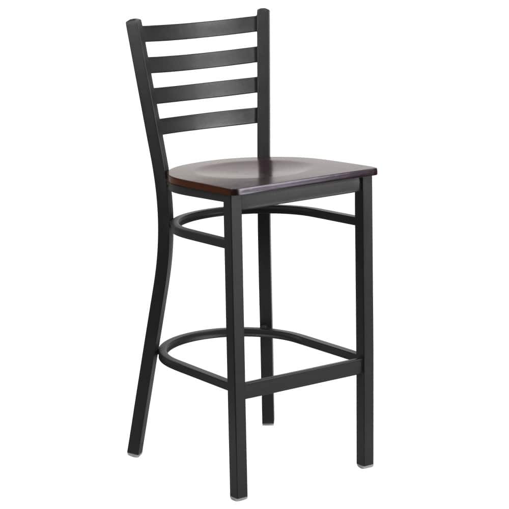 Ladder Back Metal Restaurant Barstool - 17"W x 18"D x 42.25"H