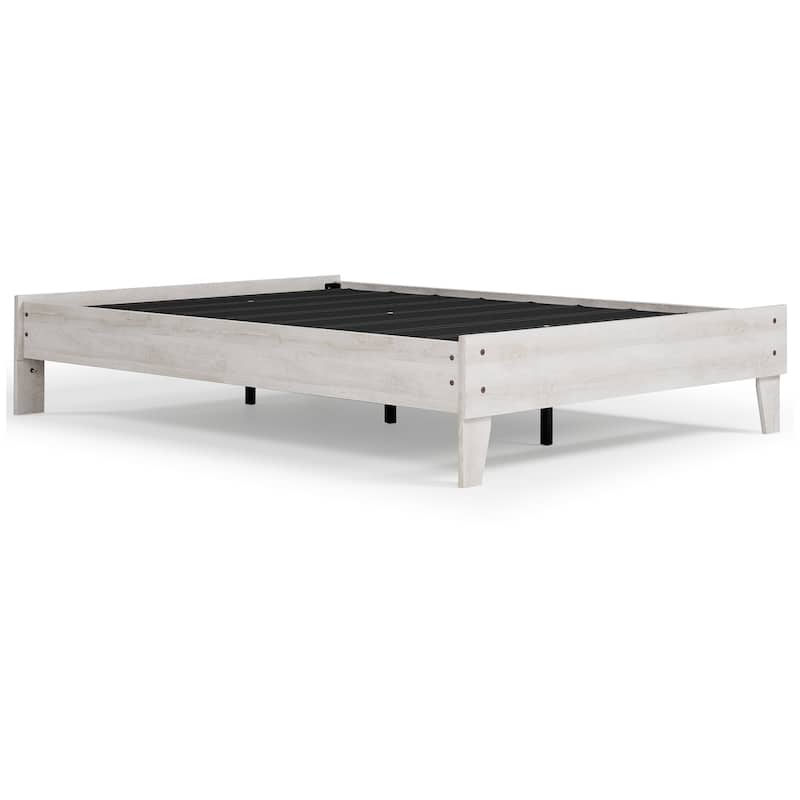 Signature Design by Ashley Shawburn Whitewash Platform Bed with 2 Nightstands