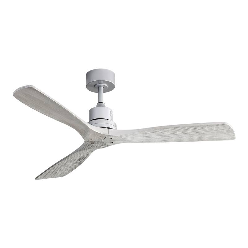 52 inch Modern Solid Wood / ABS Ceiling Fan With Remote Control(No Light),6 WInd Speed,Reversible Airflow - 52 Inch #A - Silver with Grey Wood Blades