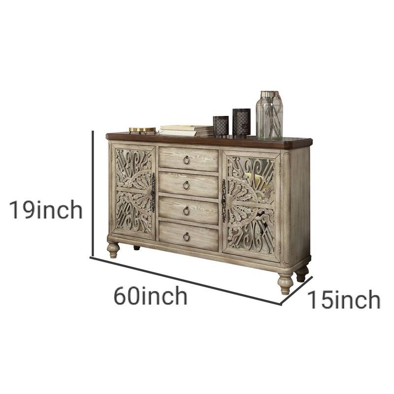 Vermont Console Table 2 Doors and 4 Drawers, Antique White