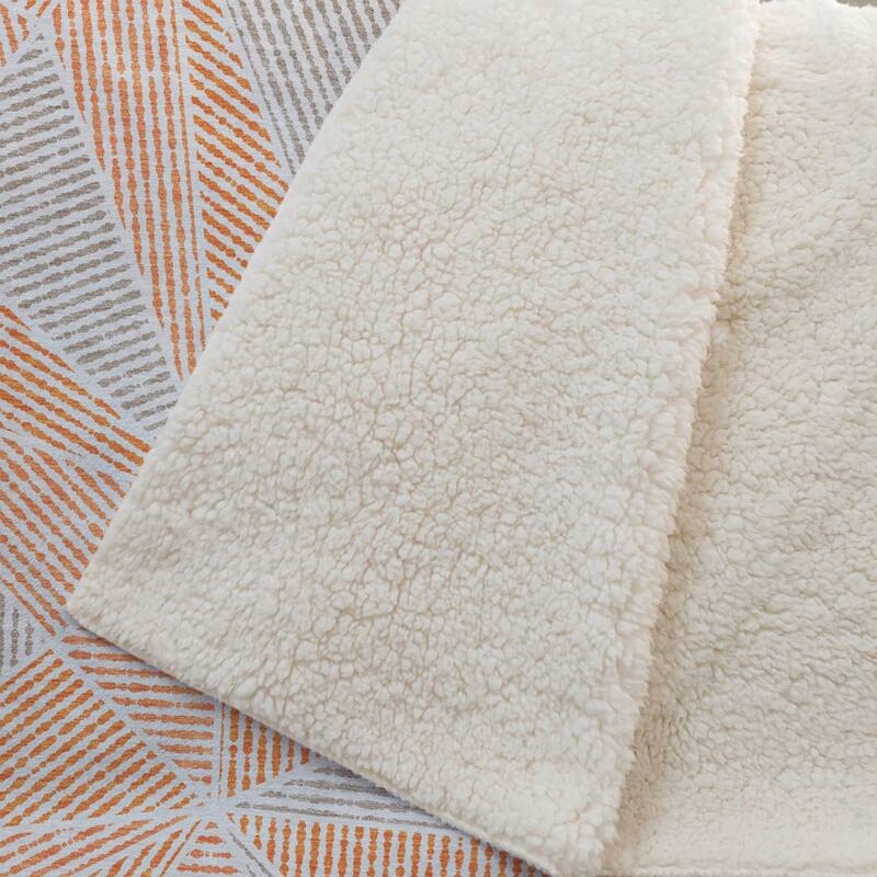 Premium Machine Washable Modern Geo Sherpa Throw Blanket