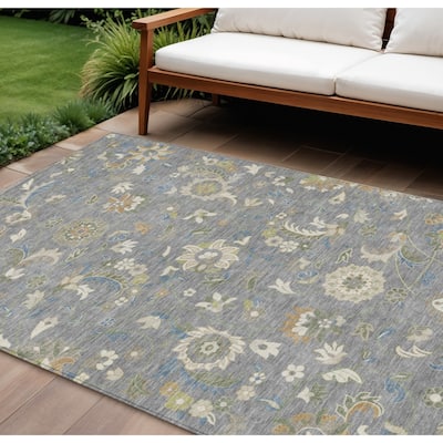HomeRoots Floral Transitional Rectangle Outdoor Rug