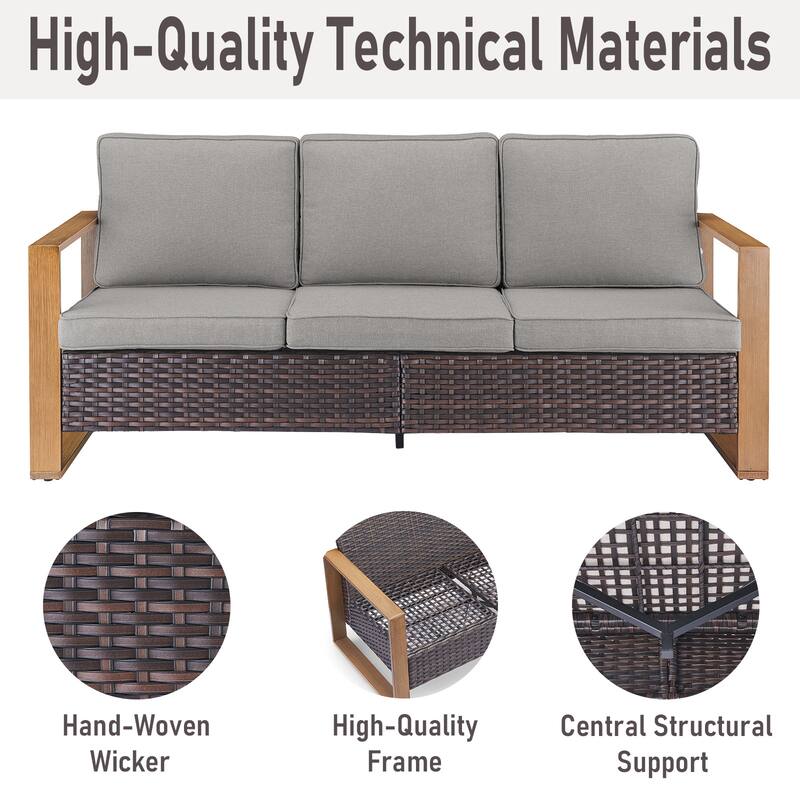 Outdoor Swivel Chair with Thick Cushion