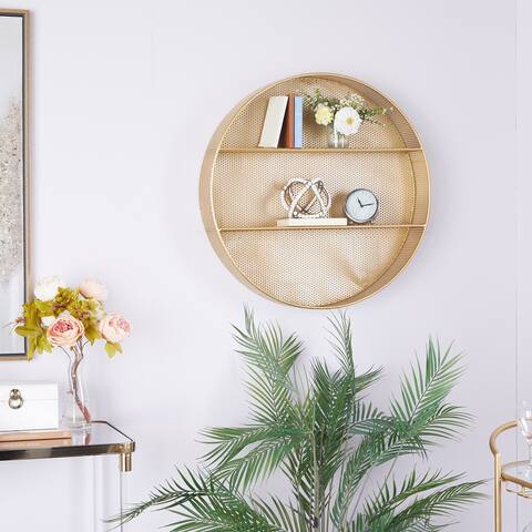 CosmoLiving by Cosmopolitan Gold Metal Modern Wall Shelf - 28"L x 5"W x 28"H