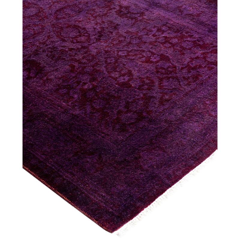 Overdyed One-of-a-Kind Hand-Knotted Area Rug - Purple - 2' 7" x 11' 4"