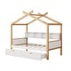 preview thumbnail 4 of 8, Twin House Bed with Storage Drawers & Shelves, White/Natural
