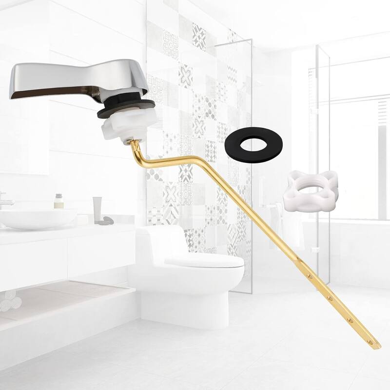 Universal Toilet Flush Tank Lever Kit, Side Mount Handle with Stainless Steel Flapper Chains, Chrome Finish