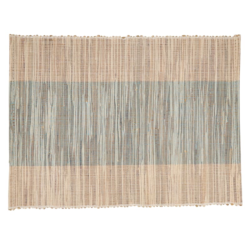 Shimmering Placemats With Banded Design (Set of 4) - 14"x19" - Turquoise - Set of 4
