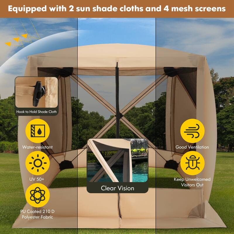 Costway 6.7 FT x 6.7 FT 4-Panel Pop up Camping Gazebo Quick-Set with 2 - See Details
