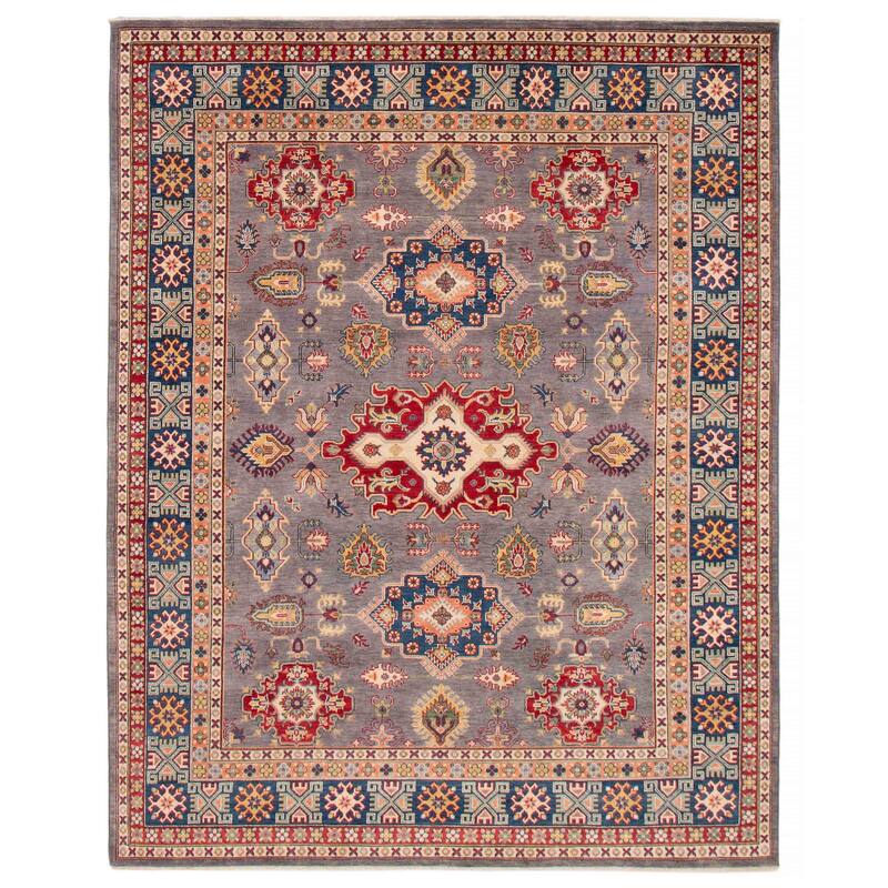 ECARPETGALLERY Hand-knotted Uzbek Ghazni Grey Wool Rug - 8'0 x 10'0 - Grey - 8'0 x 10'0