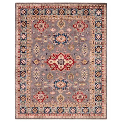 ECARPETGALLERY Hand-knotted Uzbek Ghazni Grey Wool Rug - 8'0 x 10'0