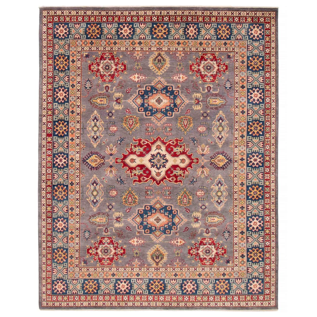 ECARPETGALLERY Hand-knotted Uzbek Ghazni Grey Wool Rug - 8'0 x 10'0