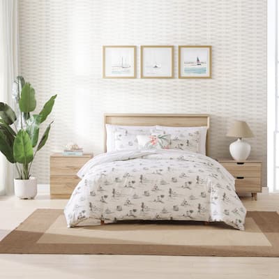 Tommy Bahama Beach Club Grey Cotton Duvet Cover Set